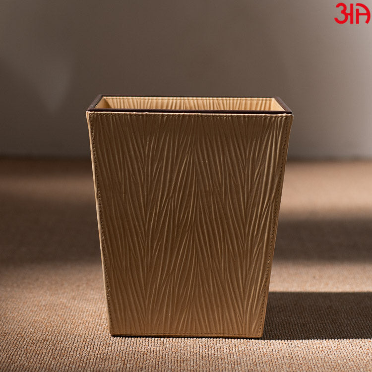 Beige Vegan Leather Dustbin