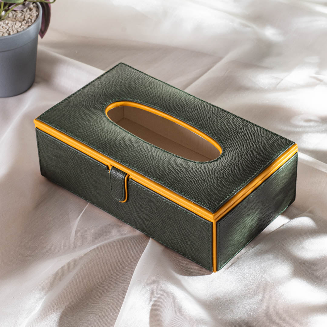 Premium Vegan Leather Lizard Grain texture Standard Size Tissue Box
