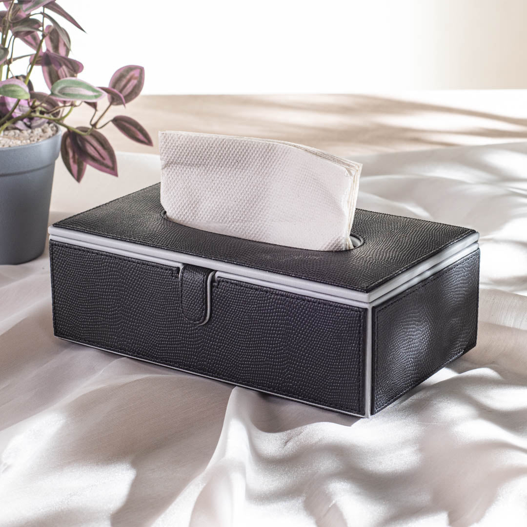 Premium Vegan Leather Lizard Grain texture Standard Size Tissue Box