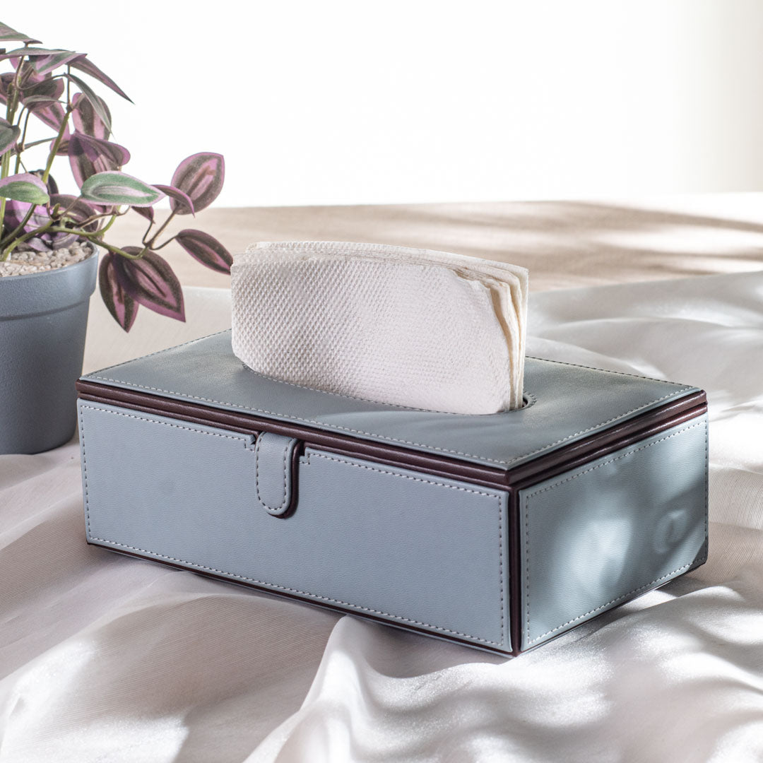 SKY-BROWN Premium Two-Tone Vegan Leather Standard Size Tissue Box