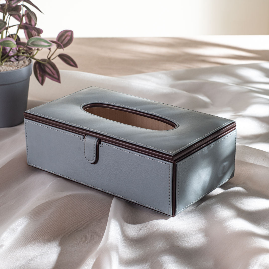 SKY-BROWN Premium Two-Tone Vegan Leather Standard Size Tissue Box
