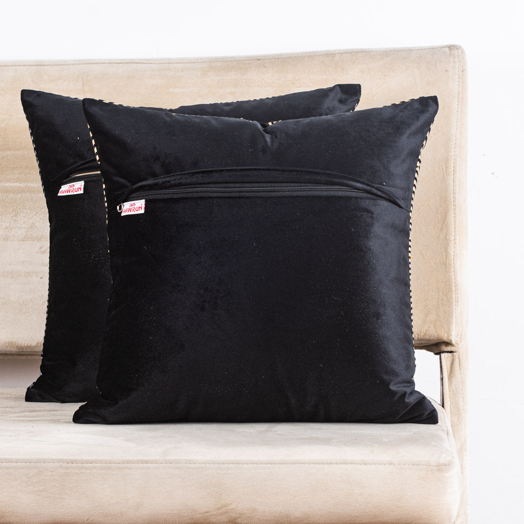 Premium Black Colour Velvet Sunfoil  Handwork Cushion Cover