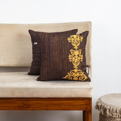 Premium Handcrafted 16x16 Brown Satin Decorative Cushion Cover