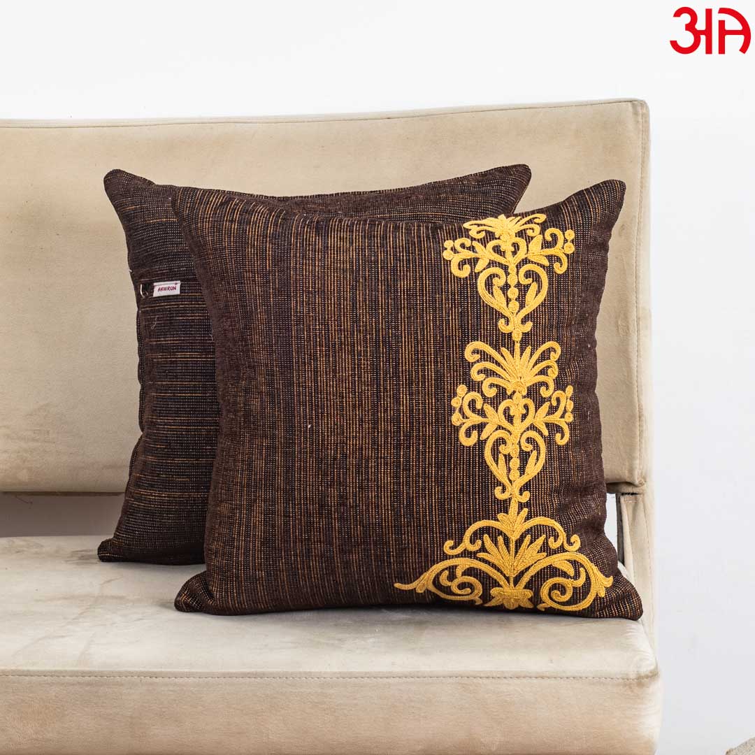 Premium Handcrafted 16x16 Brown Satin Decorative Cushion Cover