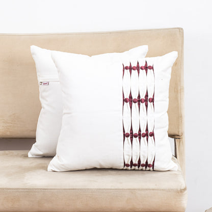 Elegant 16&quot; Square Linen Cushion Cover featuring Deep Pink Embellishment