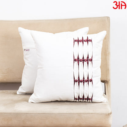 Elegant 16&quot; Square Linen Cushion Cover featuring Deep Pink Embellishment