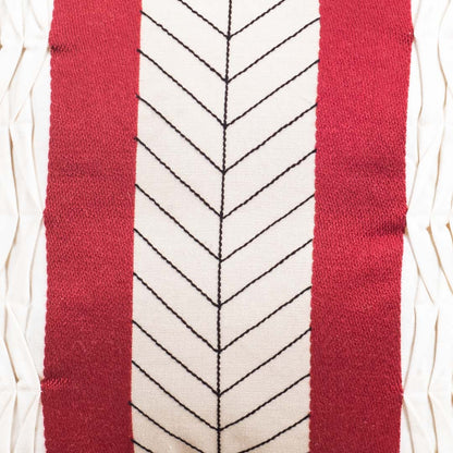 Graphic Maroon Cotton Decorative Cushion Cover (16x16) with Textured Panels