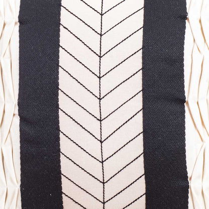 Graphic Black Cotton Decorative Cushion Cover (16x16) with Textured Panels