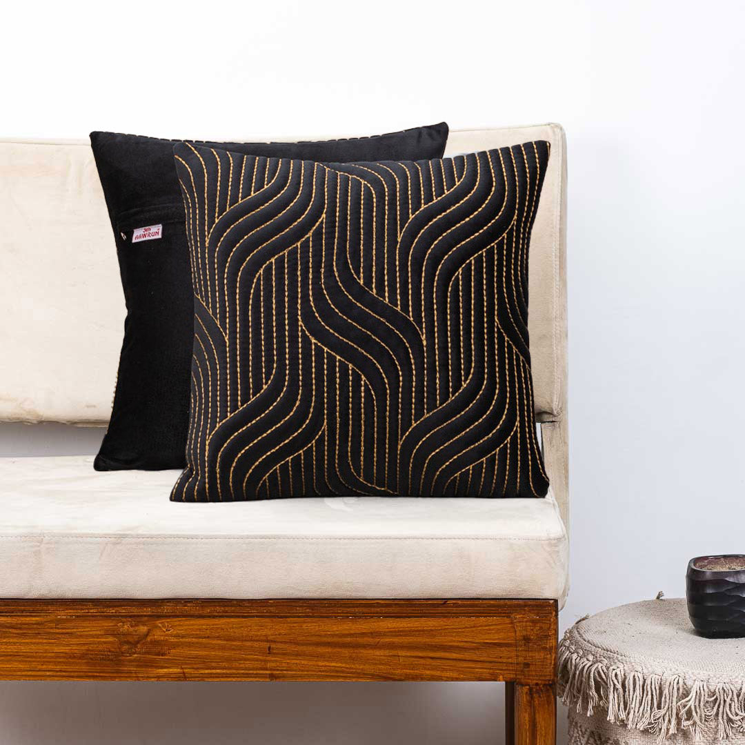 Vapour Pattern Zari Velvet Cushion Covers