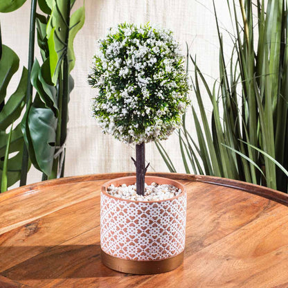 White-Green Artificial Potted Plant – 10×31cm PVC Plastic &amp; Nylon
