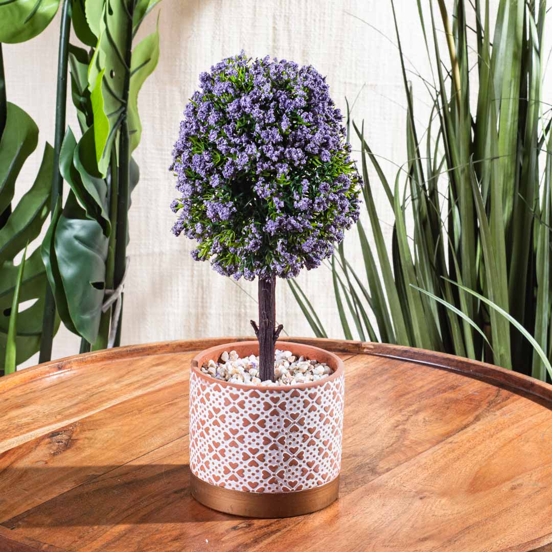 Violet Green Artificial Potted Plant – 10×31cm PVC Plastic &amp; Nylon