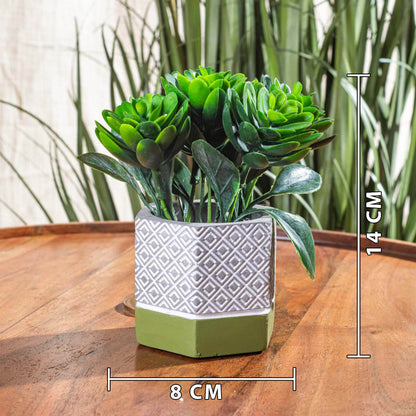 Green Artificial Succulent Pot – 8×14cm PVC Plastic &amp; Nylon