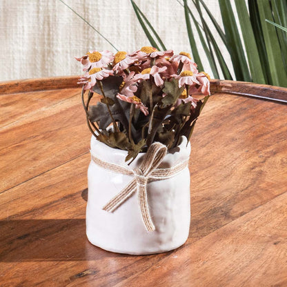 Yellow-Peach Artificial Flower Pot – 6×12cm PVC Plastic &amp; Nylon