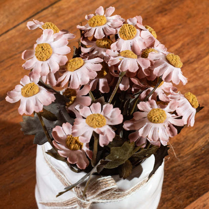 Yellow-Peach Artificial Flower Pot – 6×12cm PVC Plastic &amp; Nylon