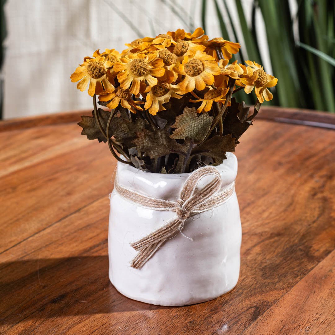 Yellow Artificial Flower Pot – 6×12cm PVC Plastic &amp; Nylon