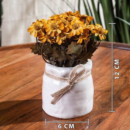Yellow Artificial Flower Pot – 6×12cm PVC Plastic &amp; Nylon