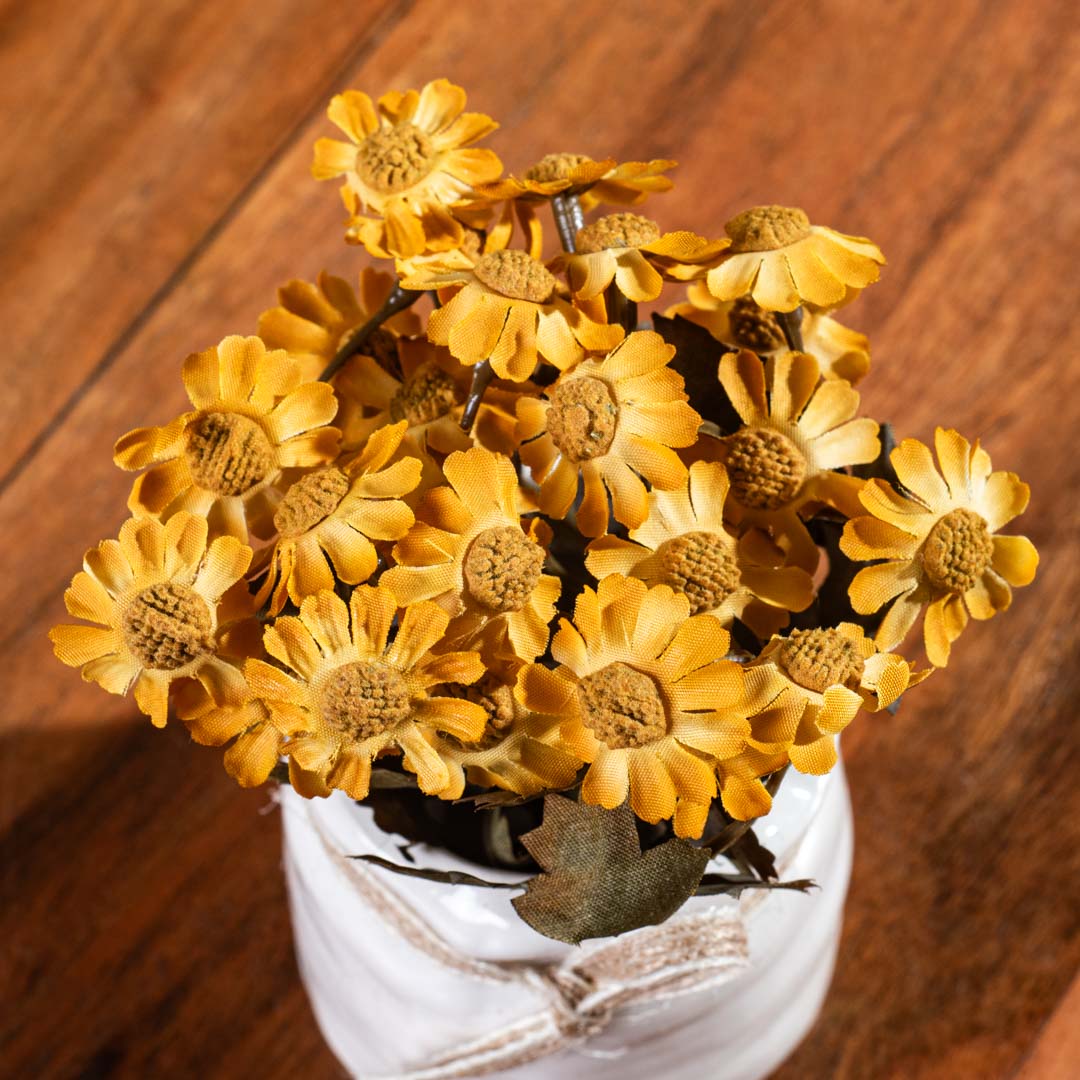 Yellow Artificial Flower Pot – 6×12cm PVC Plastic &amp; Nylon