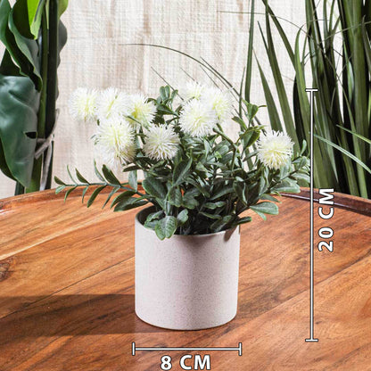 Off White Artificial Flower Pot – 8×20cm PVC Plastic &amp; Nylon