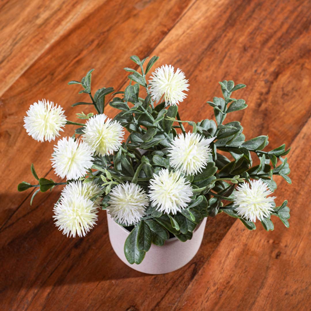 Off White Artificial Flower Pot – 8×20cm PVC Plastic &amp; Nylon