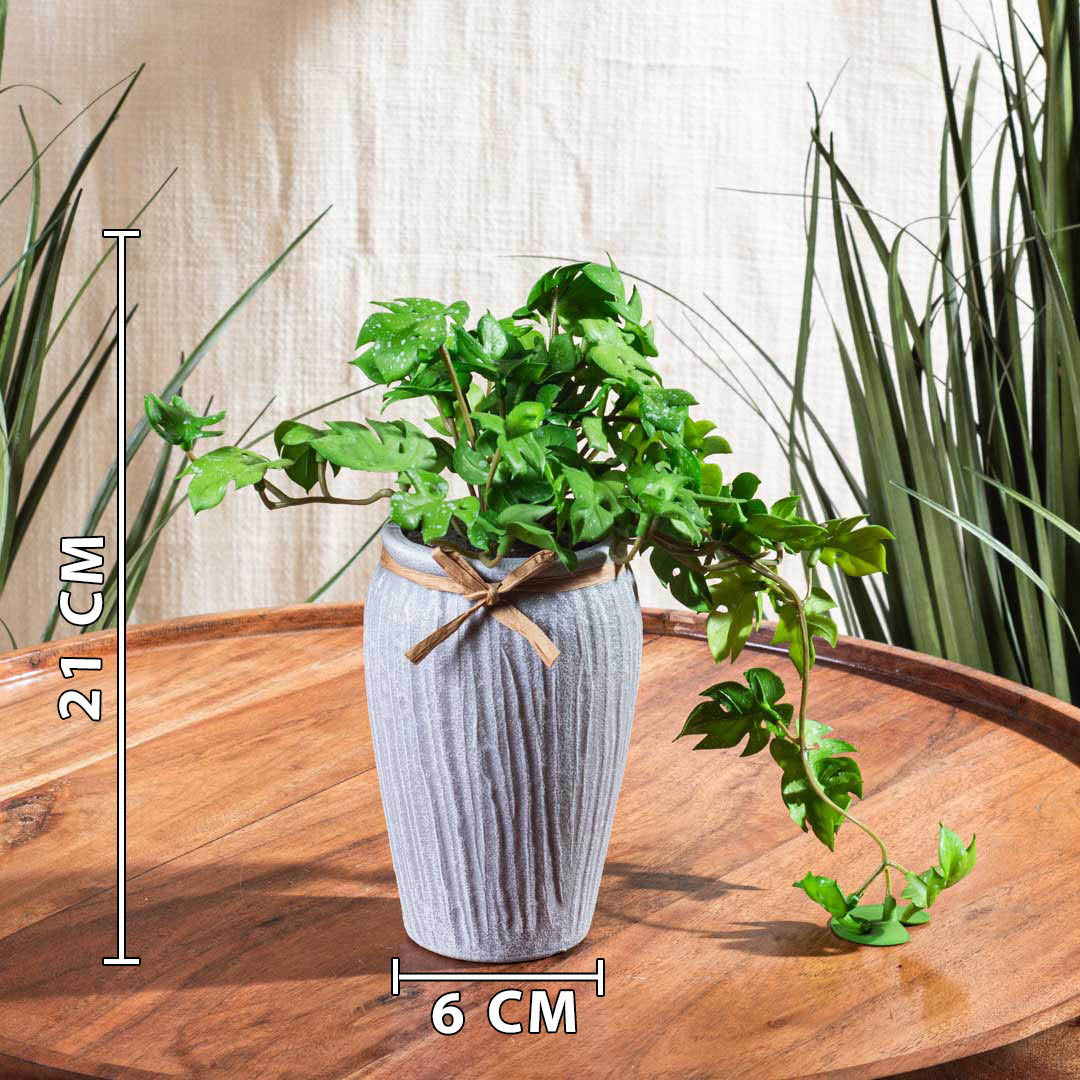 Green Artificial Potted Plant – 6×21cm PVC Plastic &amp; Nylon