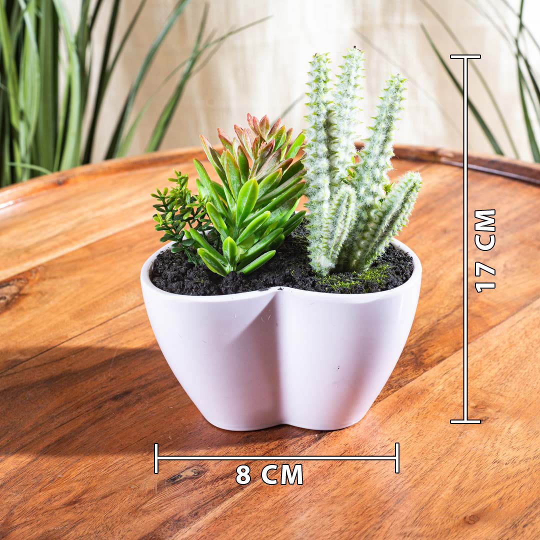 Artificial Succulent Planter – 8×17cm PVC Plastic &amp; Nylon-DGN-2