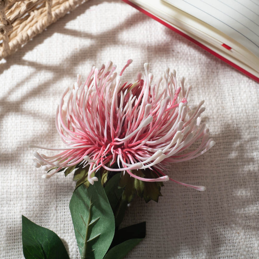 White Lite Pink Artificial Flower Bunch – 74cm PVC &amp; Nylon