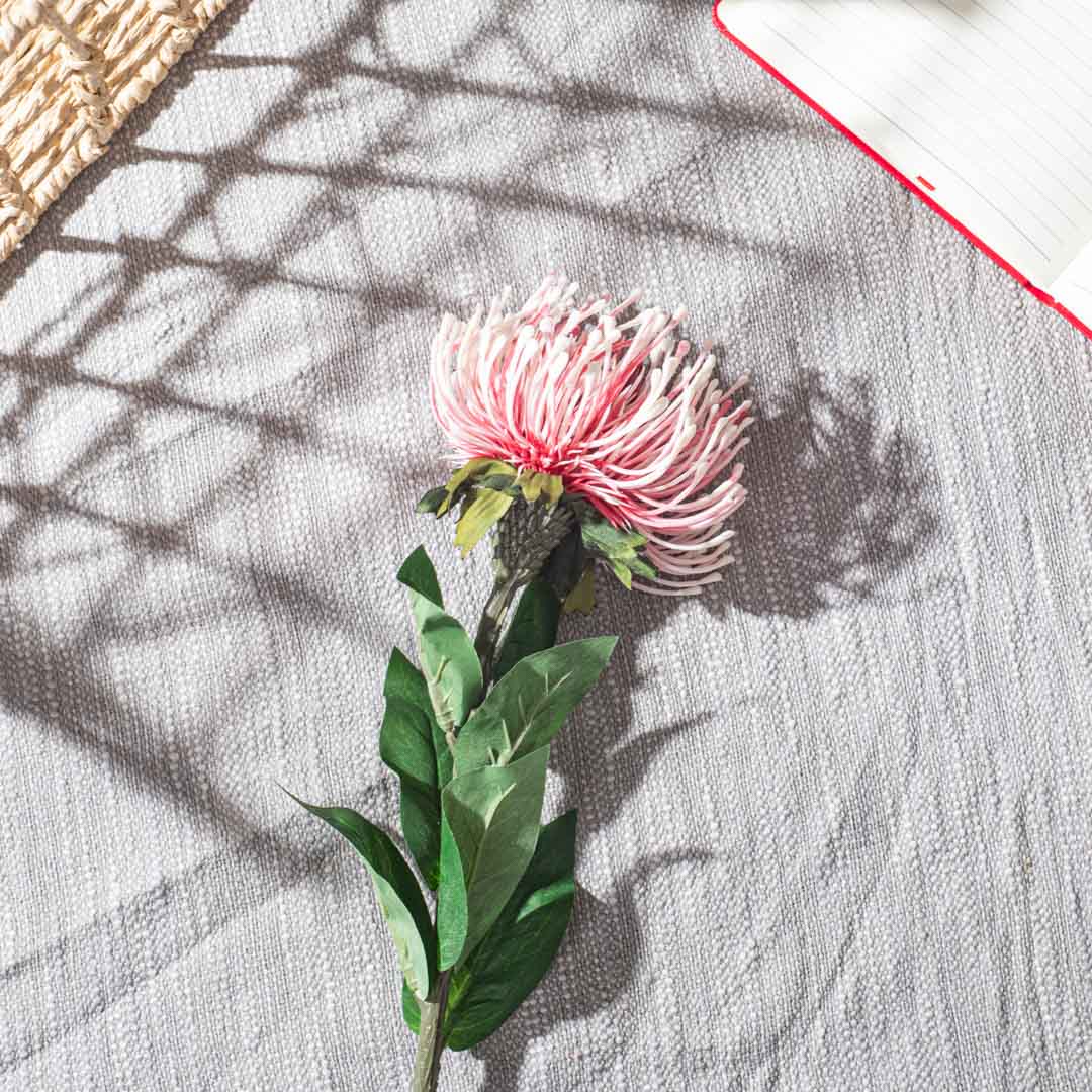 White Lite Pink Artificial Flower Bunch – 74cm PVC &amp; Nylon