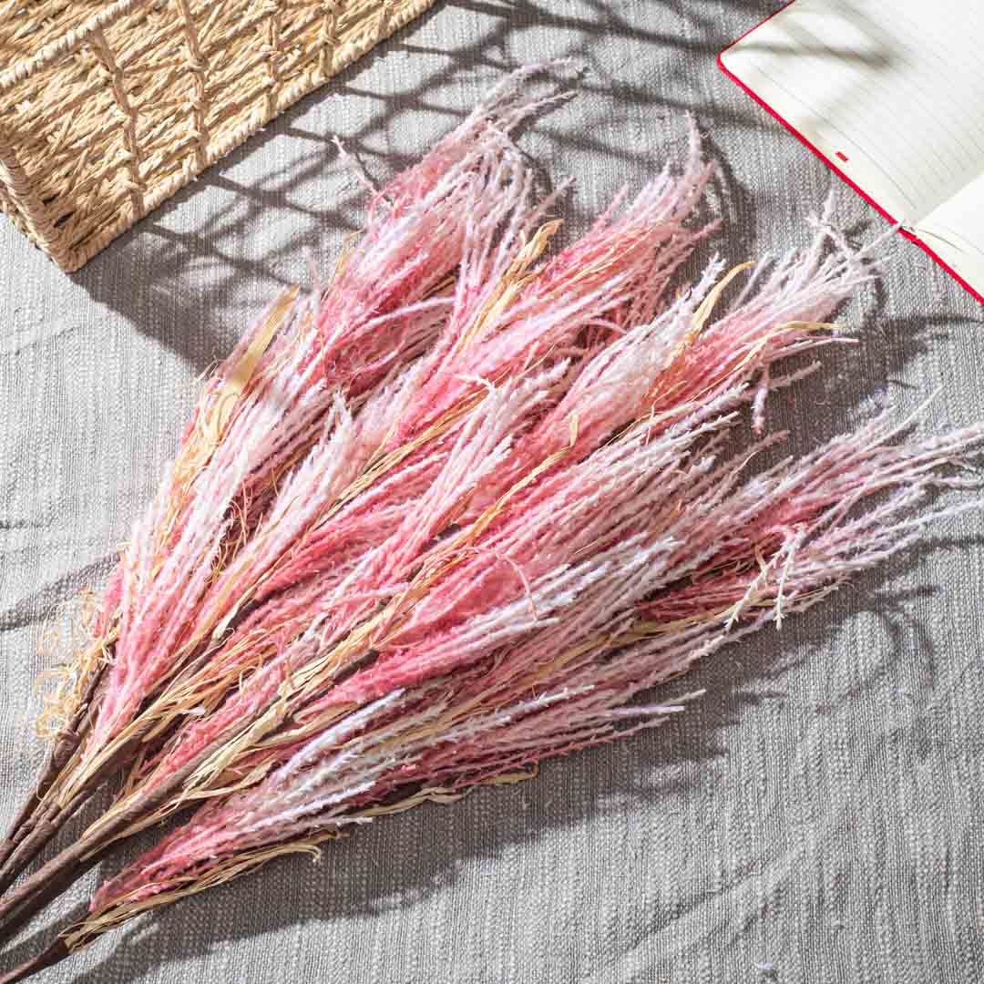 LitePink Faux Pampas Grass Stem – 84cm PVC &amp; Nylon