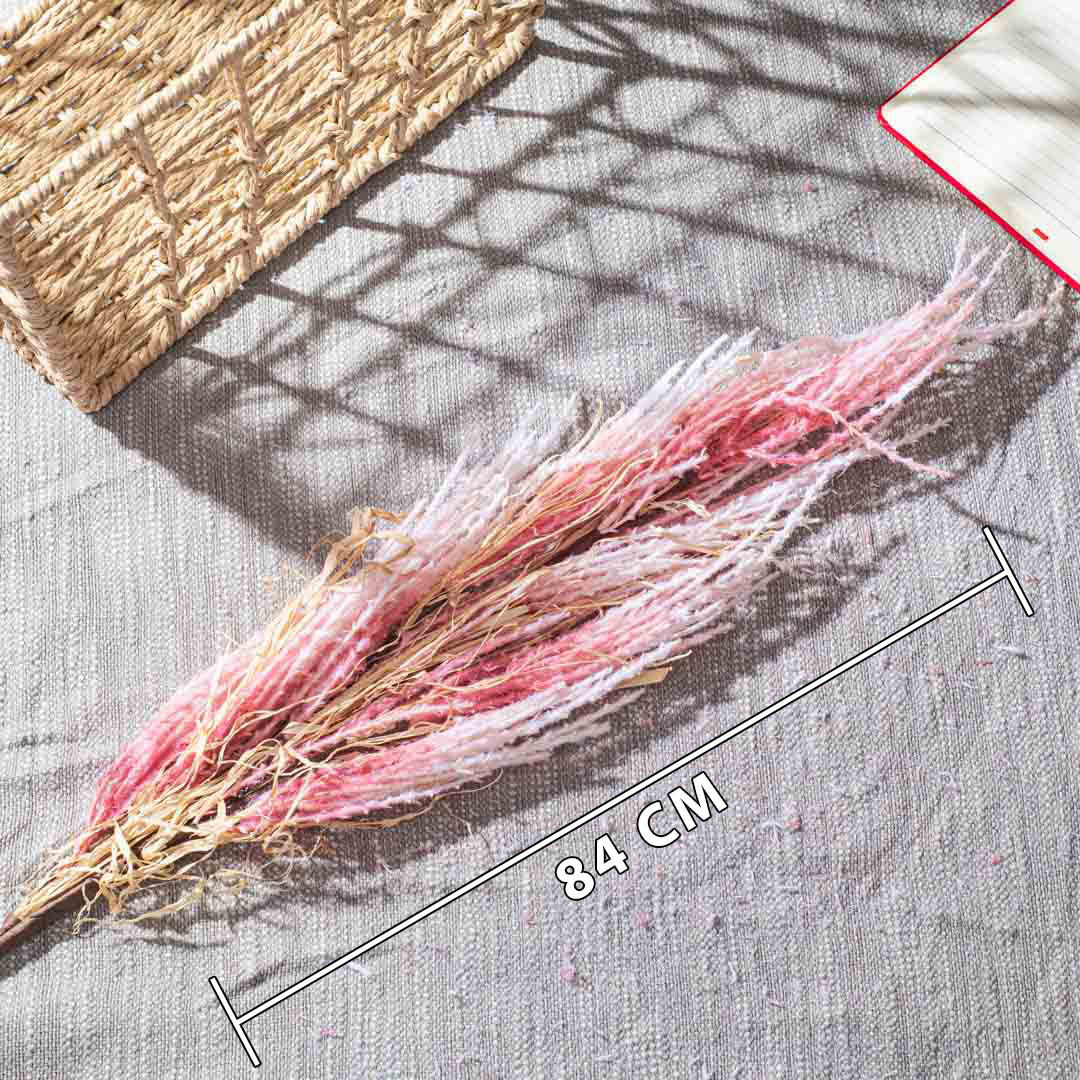 LitePink Faux Pampas Grass Stem – 84cm PVC &amp; Nylon