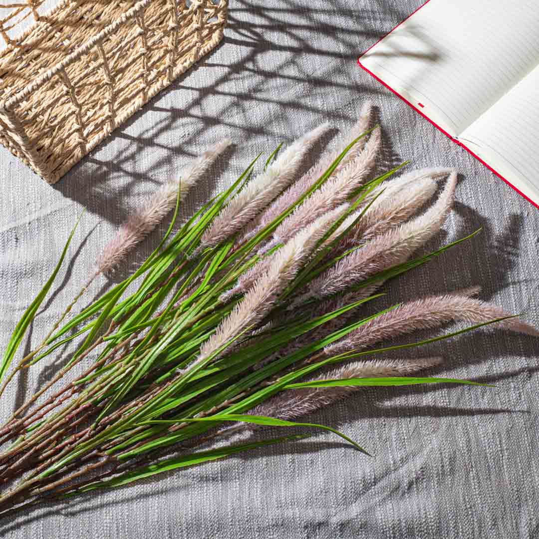 Cream Violet Artificial Flower Bunch – 100cm PVC &amp; Nylon