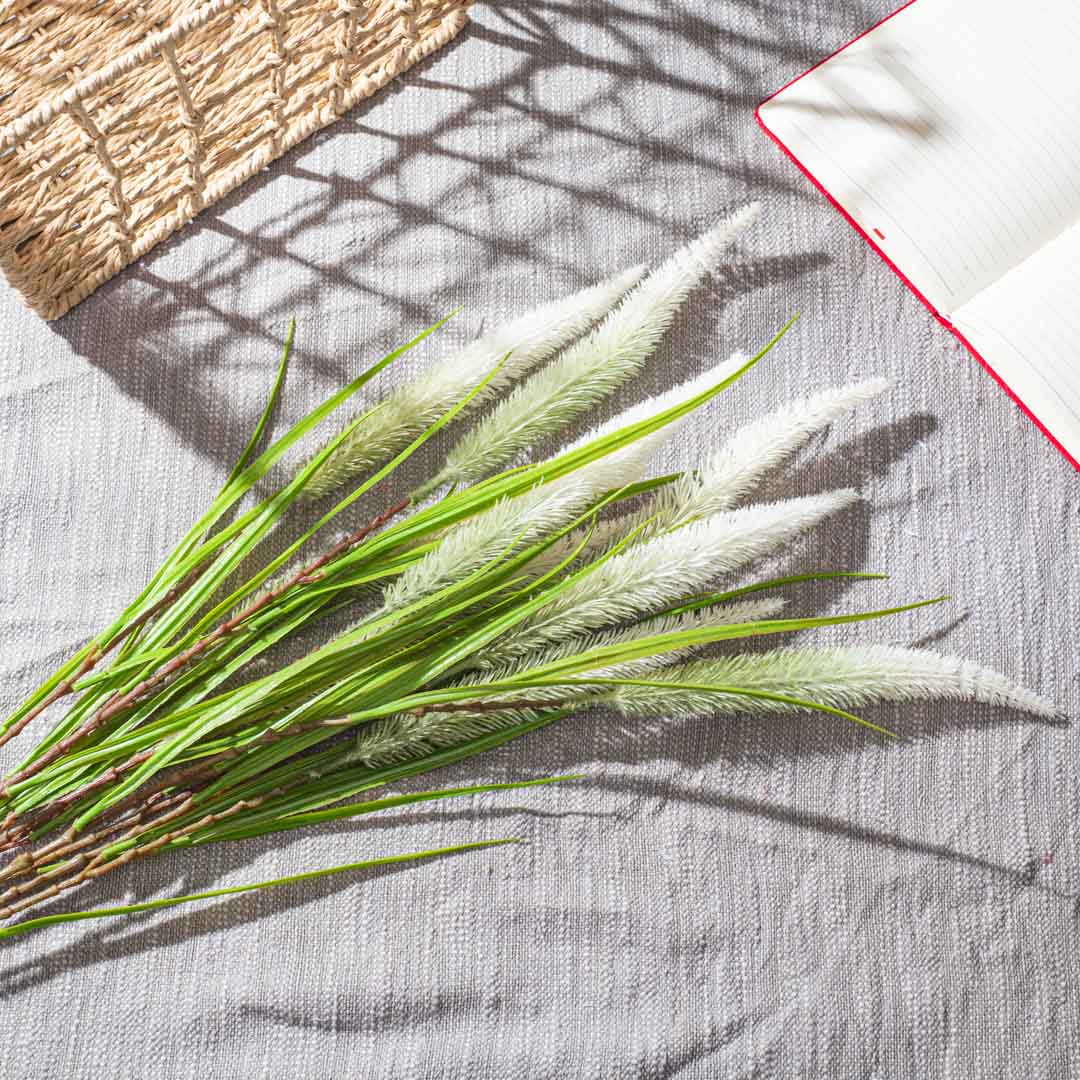 Cream Green Artificial Flower Bunch – 100cm PVC &amp; Nylon