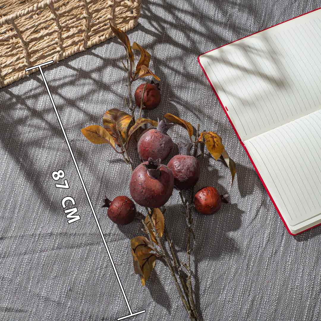 Tan Artificial Pomegranate Stem – 87 cm PVC &amp; Nylon