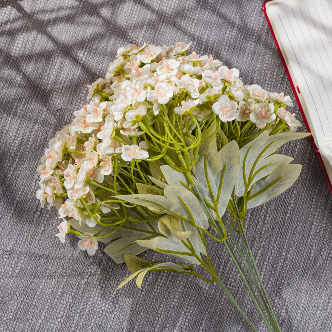 OffWhite Artificial Flower Bunch – 45cm PVC &amp; Nylon