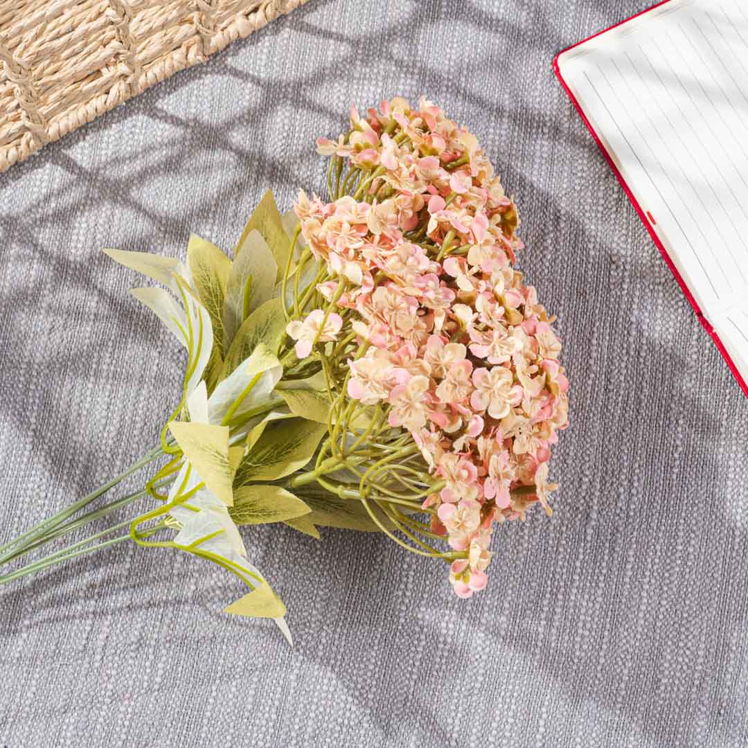 CreamPink Artificial Flower Bunch – 45cm PVC &amp; Nylon