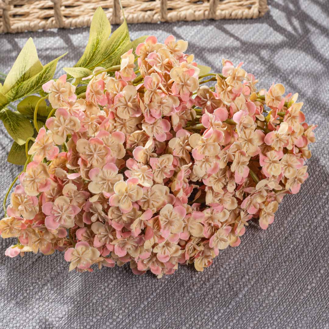 CreamPink Artificial Flower Bunch – 45cm PVC &amp; Nylon