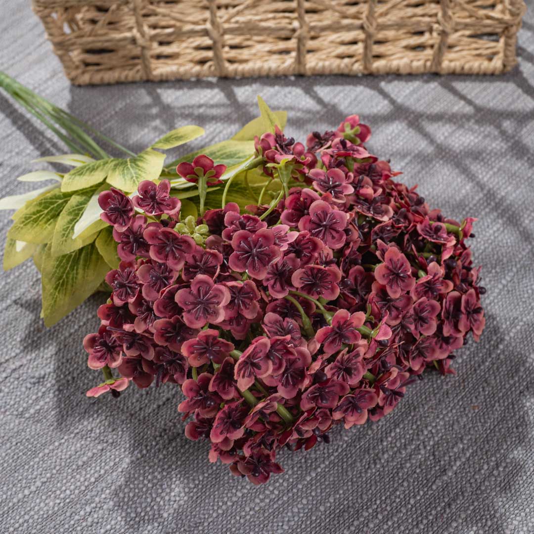 MaroonPink Artificial Flower Bunch – 45cm PVC &amp; Nylon