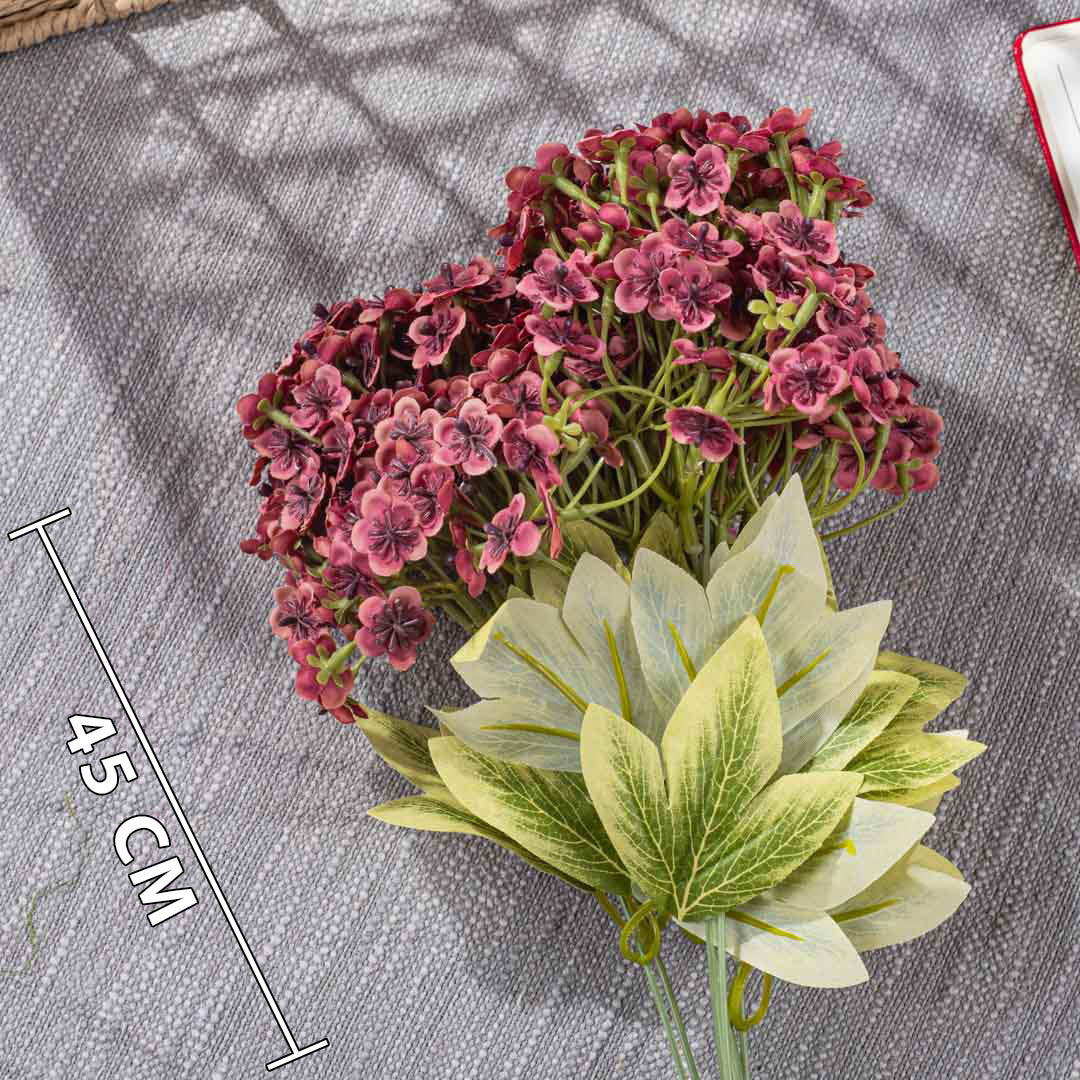 MaroonPink Artificial Flower Bunch – 45cm PVC &amp; Nylon