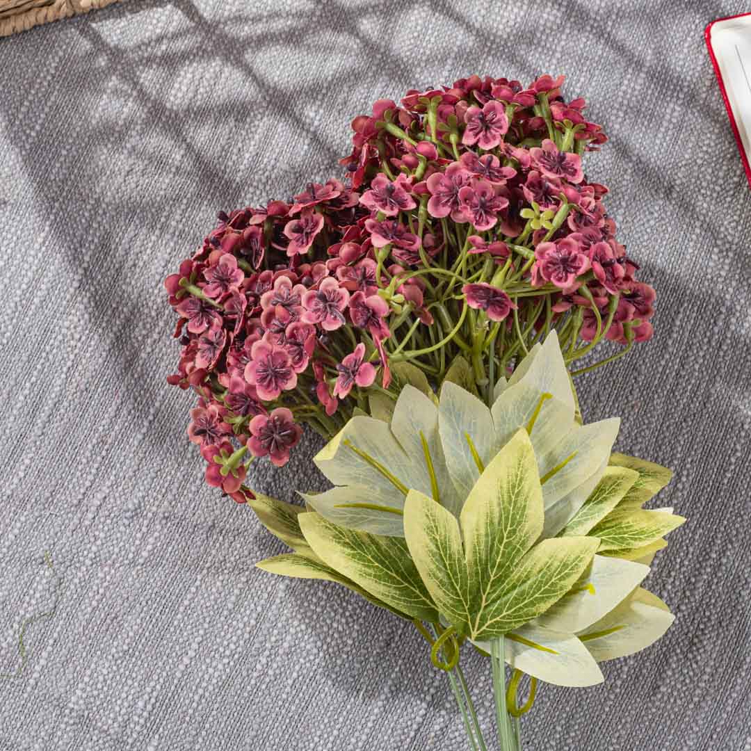 MaroonPink Artificial Flower Bunch – 45cm PVC &amp; Nylon