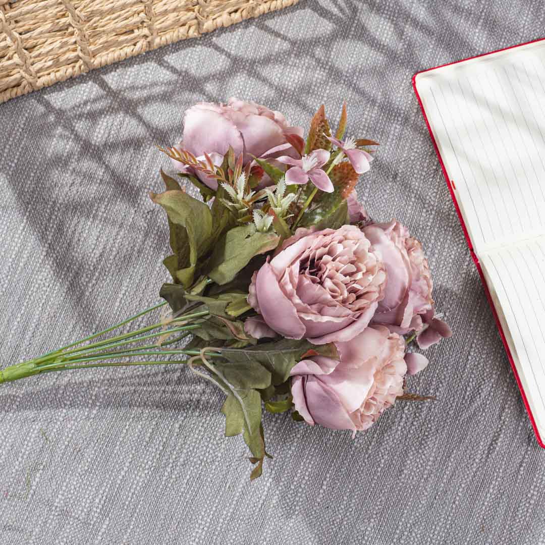 Lite Purple Artificial Flower Bunch – 39cm PVC &amp; Nylon