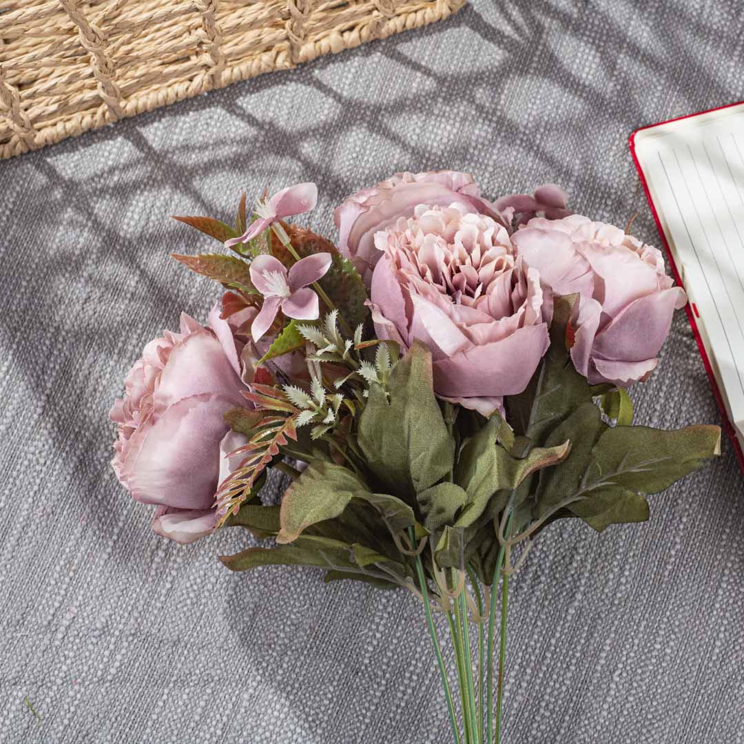 Lite Purple Artificial Flower Bunch – 39cm PVC &amp; Nylon