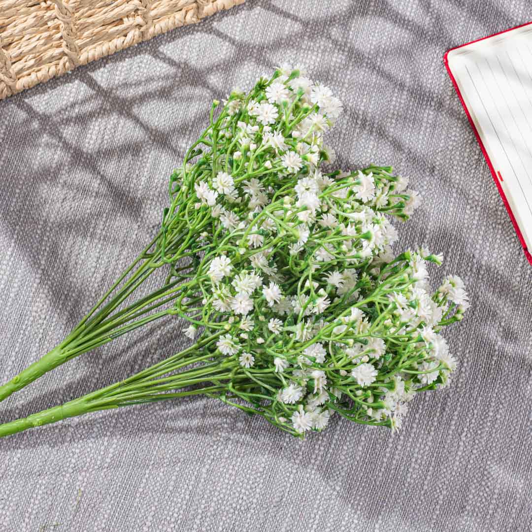 WhiteGreen Artificial Flower Bunch – 36cm PVC &amp; Nylon
