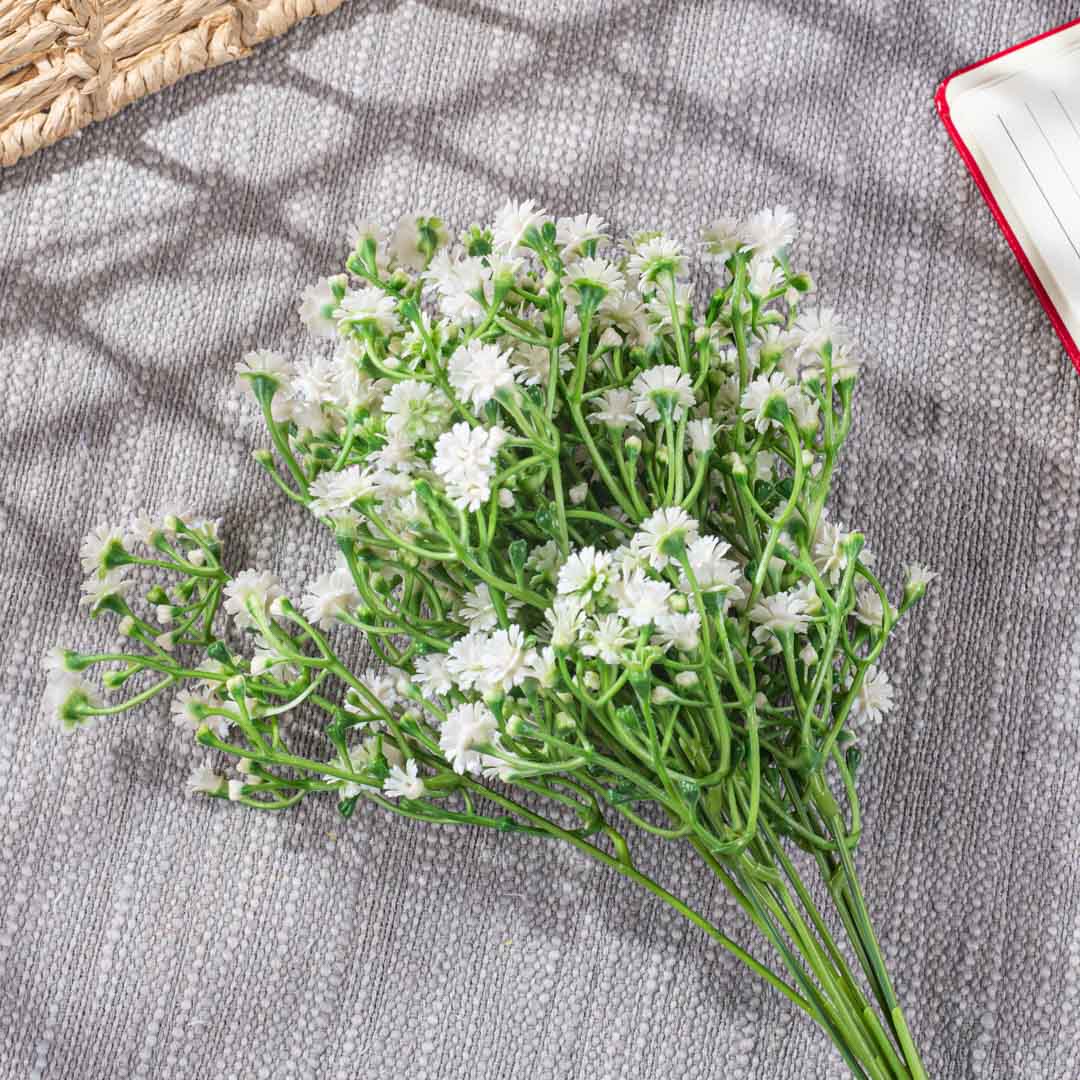 WhiteGreen Artificial Flower Bunch – 36cm PVC &amp; Nylon