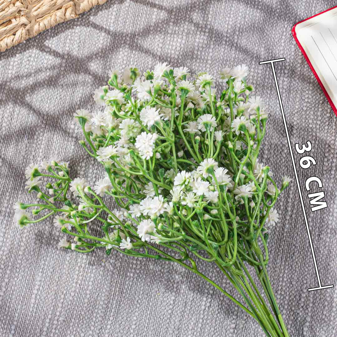 WhiteGreen Artificial Flower Bunch – 36cm PVC &amp; Nylon