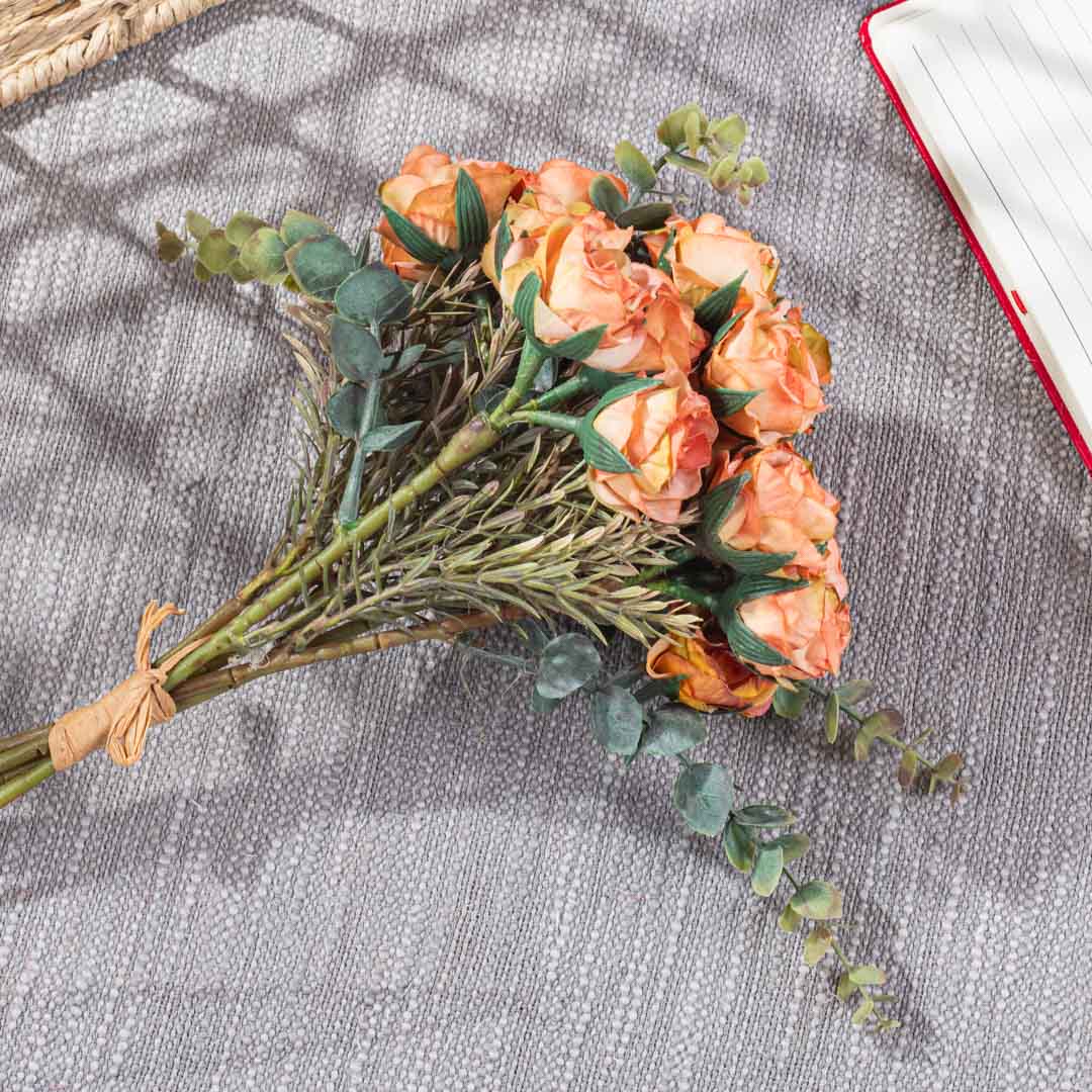 YellowPeach Artificial Flower Bunch – 29cm PVC &amp; Nylon