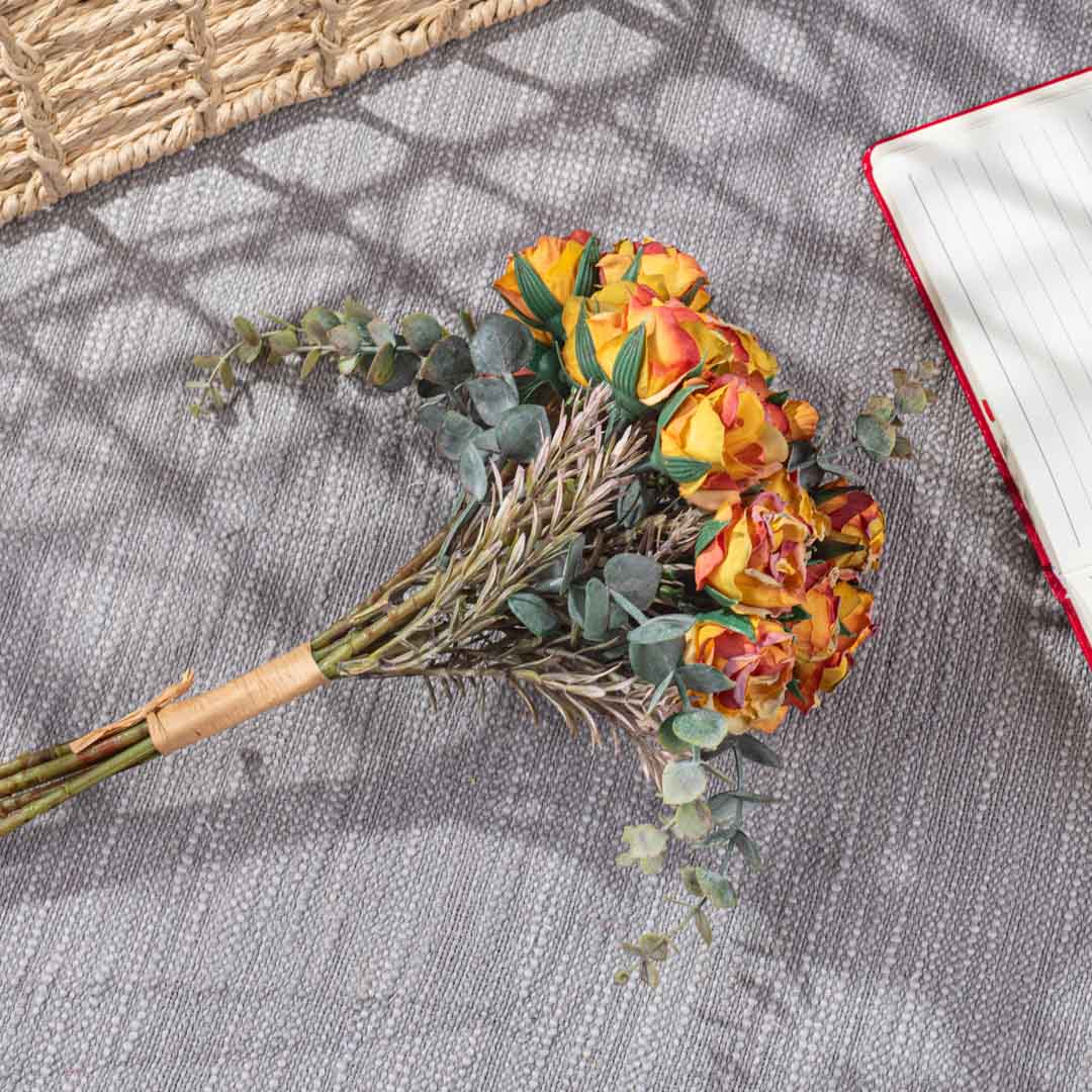 YellowPink Artificial Flower Bunch – 29cm PVC &amp; Nylon