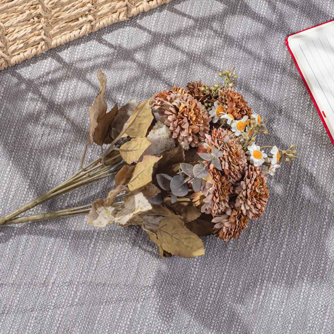 RusticBrown Artificial Flower Bunch – 30cm PVC &amp; Nylon