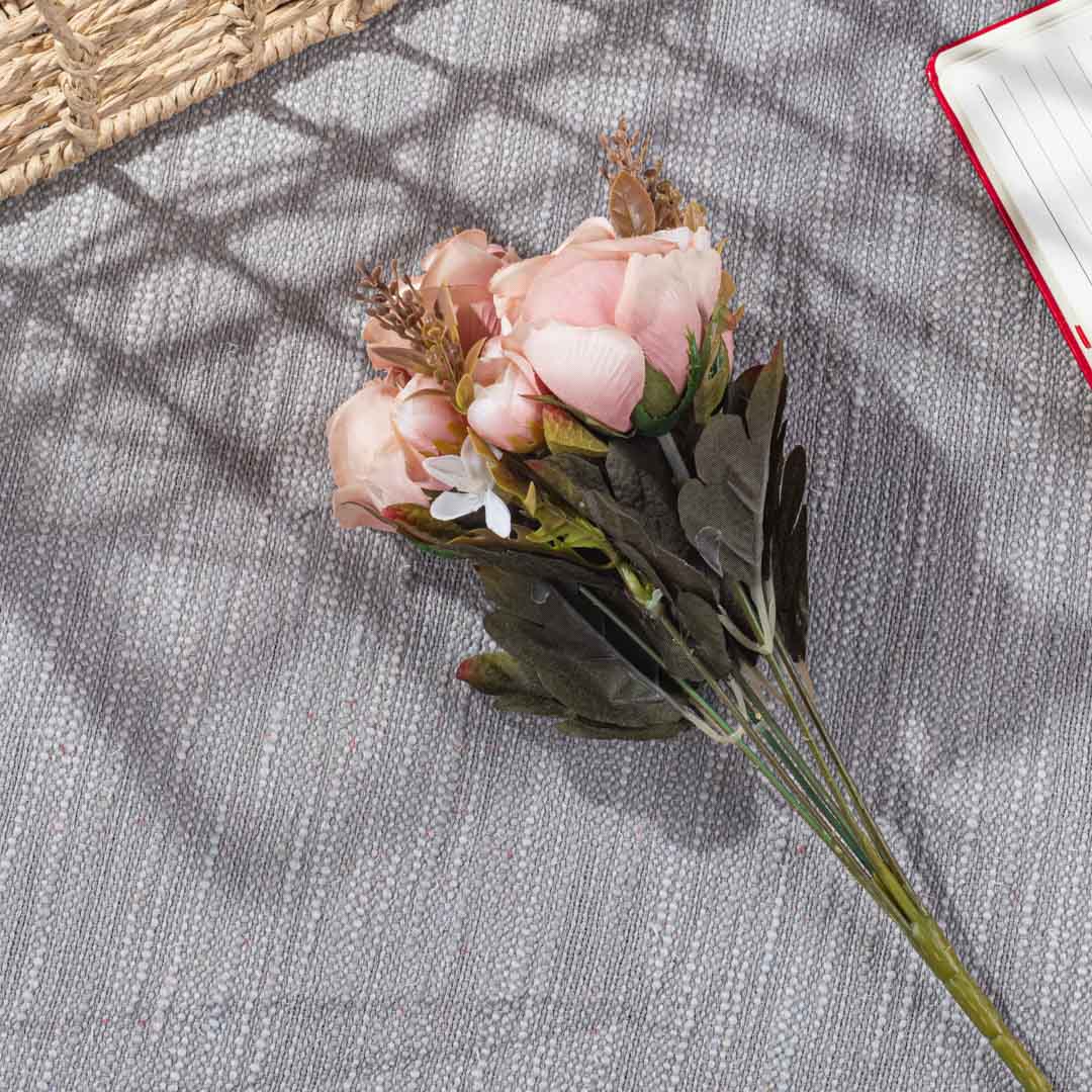 Peach Artificial Flower Bunch – 32cm PVC &amp; Nylon