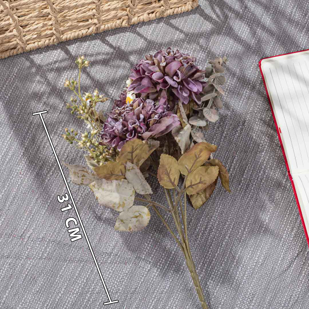 Purple Artificial Flower Bunch – 31cm PVC &amp; Nylon