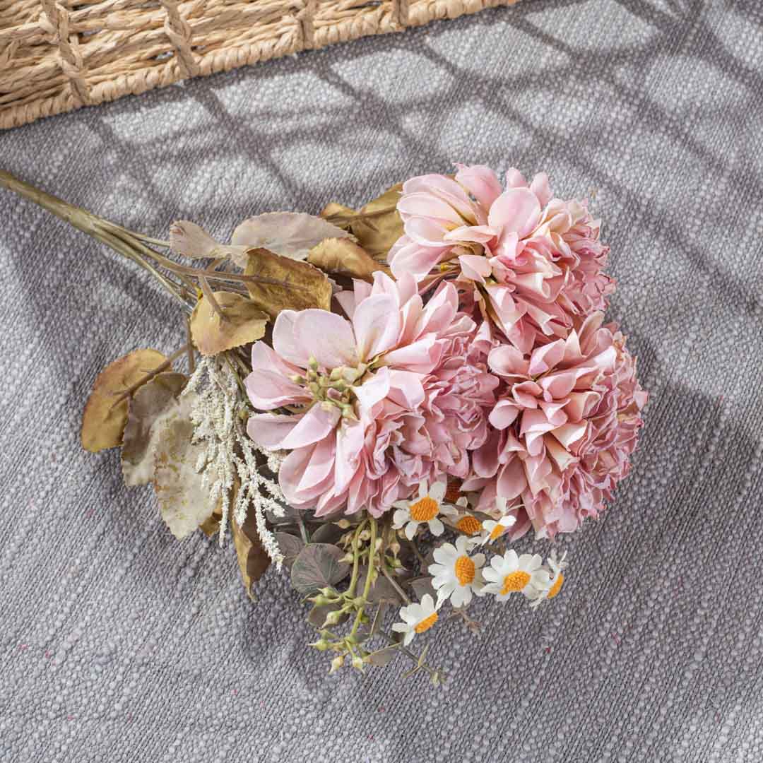 BabyPink Artificial Flower Bunch – 31cm PVC &amp; Nylon