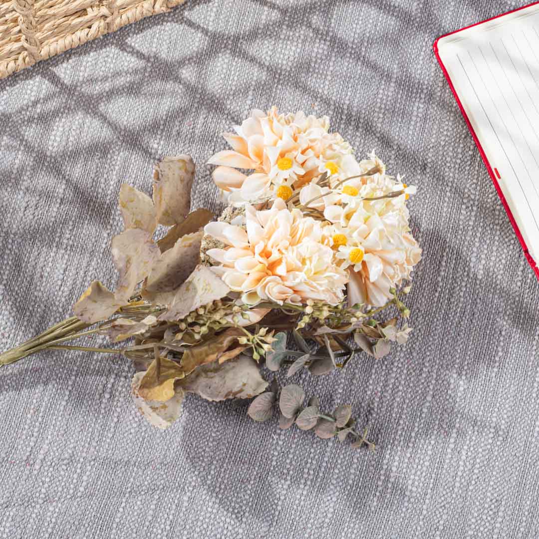 Cream Artificial Flower Bunch – 31cm PVC &amp; Nylon